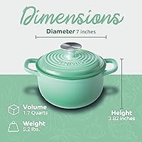 Vista 70 de Segretto Cookware Enameled Dutch Oven Pot with Lid Rosso (Gradient Red) 1.7 Quarts Cast Iron Dutch Oven with Handle 1.7 qt Enamel Small Cast Iron