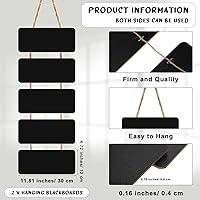 Vista 2 de Letreros colgantes de doble cara de madera borrable, pizarra rústica, letreros colgantes rectangulares con cuerda para boda, bar, restaurante