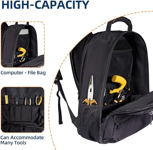 Miniatura 5 de Mochila de tela Oxford resistente al agua 1680D con base de silicona antideslizante, organizador de almacenamiento de herramientas de múltiples