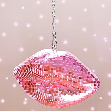 Pink Disco Lips, Hanging Disco Ball Decor 8
