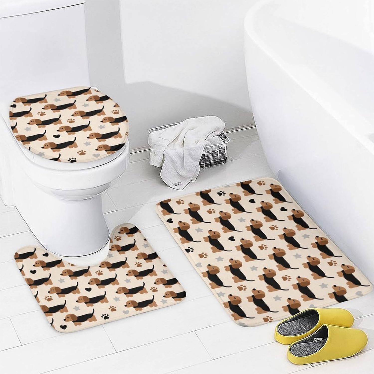 DogNon-Slip Bath Rug Set 4 Set