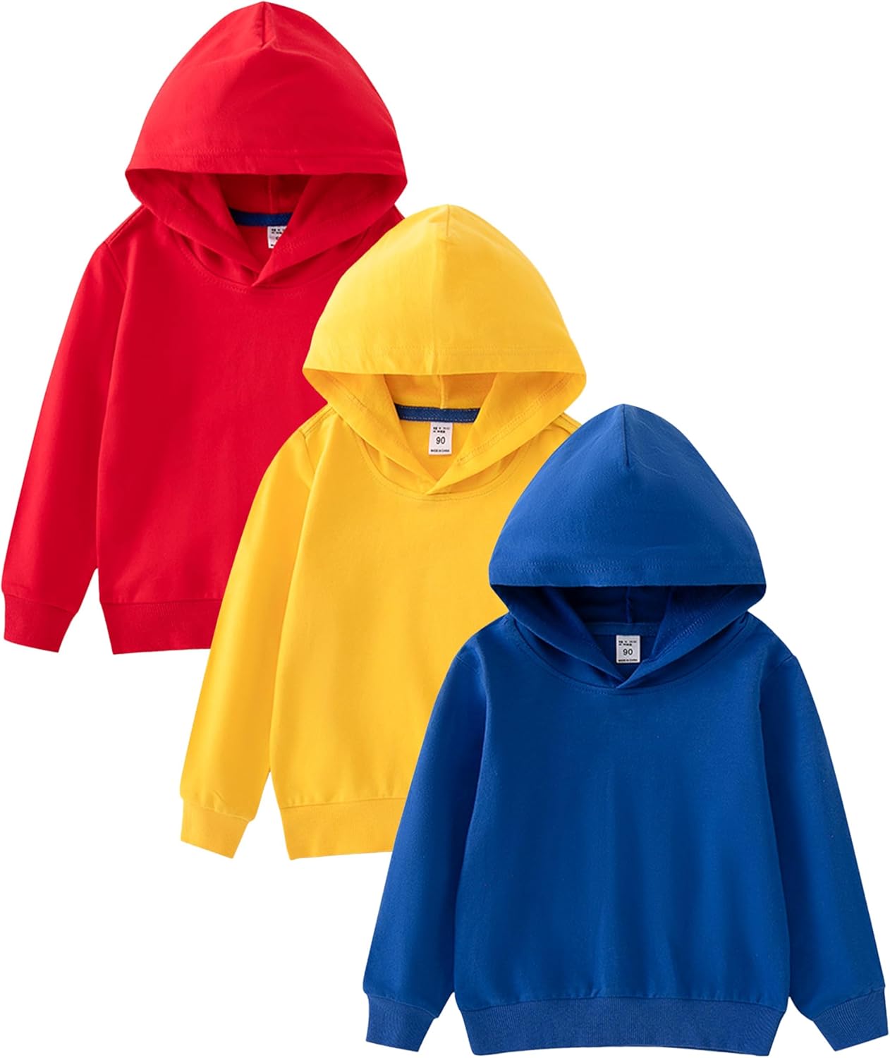GFQLONG 3 Pack Toddler Lightweight Hoodie Sweatshirt, Kids Boys Girls Sports Long Sleeve Pullover Tops