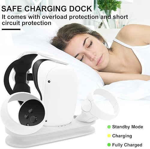 Miniatura 3 de Base de carga para Meta Quest 2 soporte de carga de realidad virtual para cargar Oculus Quest 2 correa Elite con batería estación de carga con 2