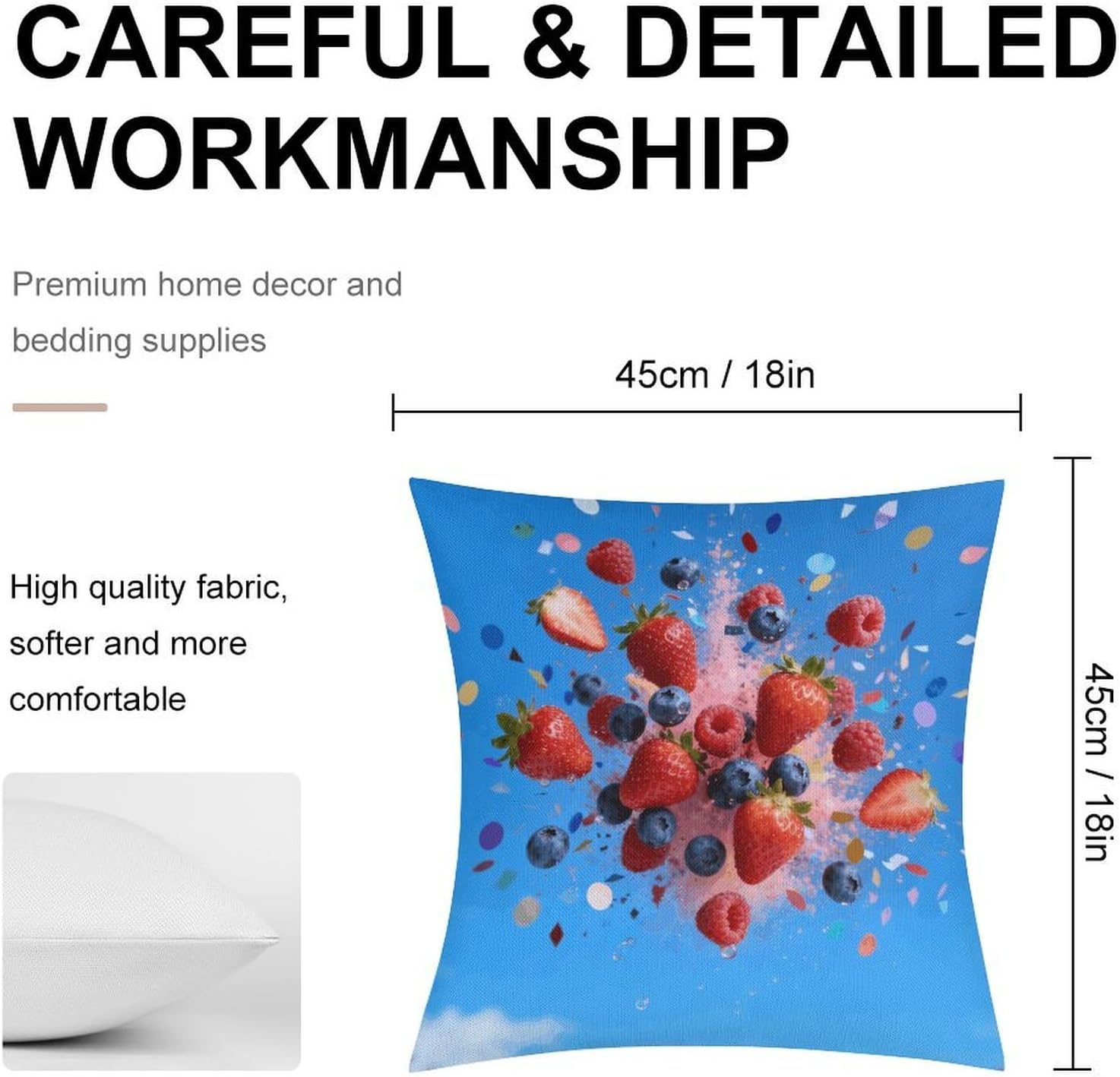 BerryMulti Confetti Pillow Protectors Cute Waterproof Pillow Cover Soft Skin-Friendly Cushion Case Decorative Square Cushion Cover for Couch Sofa Bed Living Room Bedroom