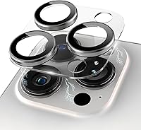 Vista 9 de Protector de lente de cámara con purpurina compatible con iPhone 15 Pro/iPhone 15 Pro Max, acrílico transparente y anillo de aleación de aluminio