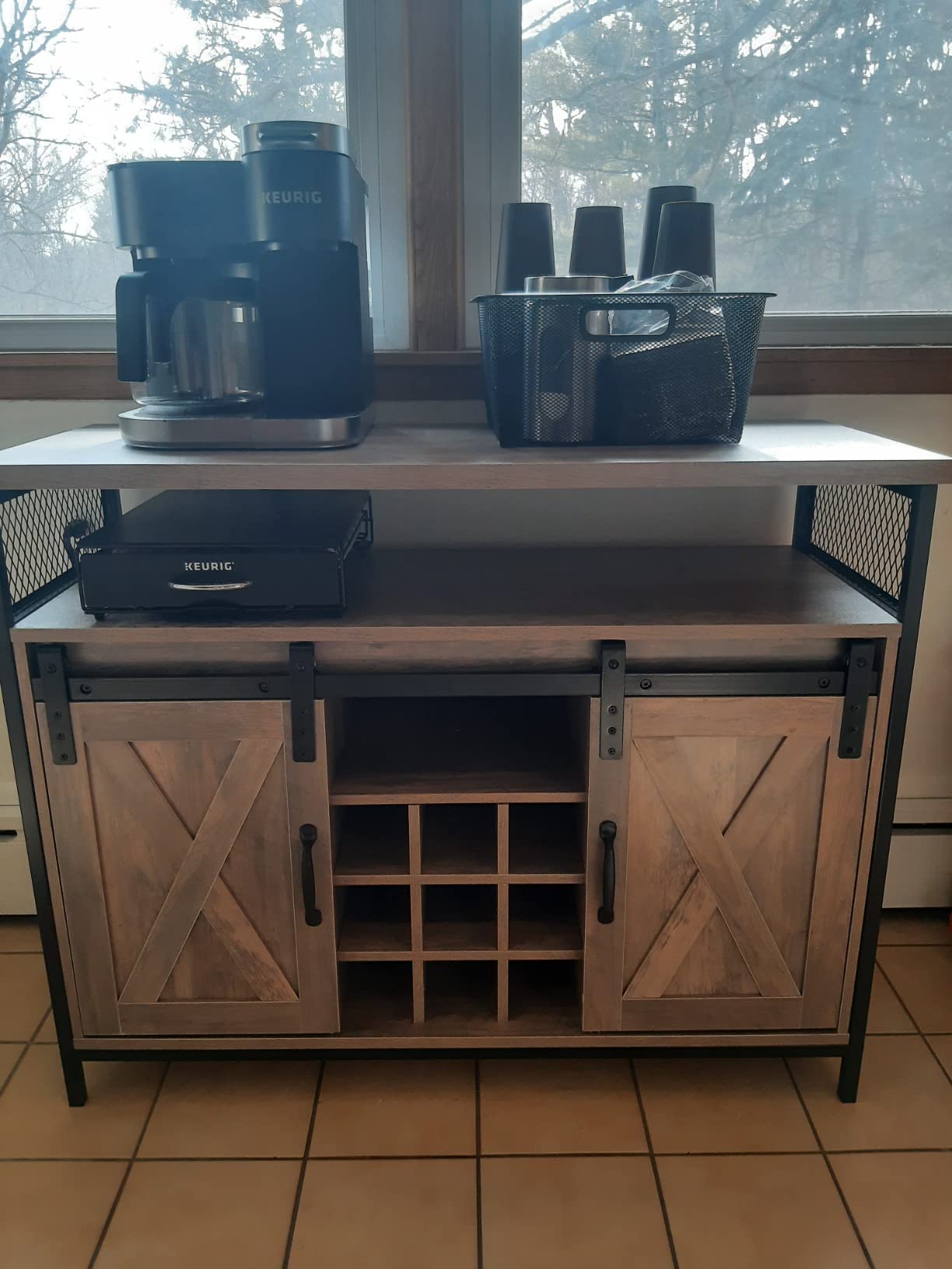 33/mo Finance VINGLI Farmhouse Barn Door Buffet Sideboard Accent