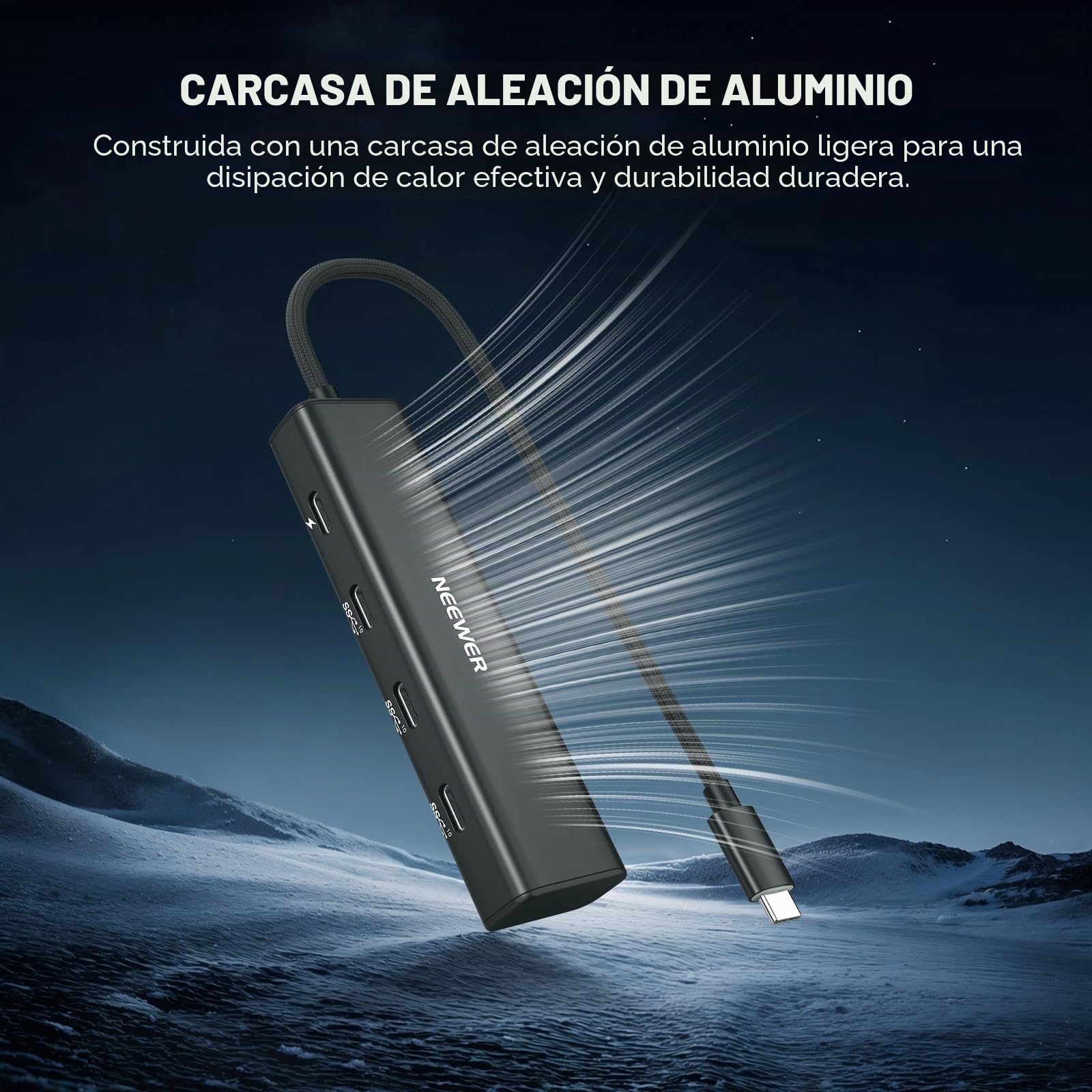 NEEWER Base concentradora USB C con Adaptador de Zapata fría, Adaptador multipuerto 4 en 1 con 3 Puertos USB C 3.1 Gen2 y 1 PD de 100 W, Compatible con iPhone 16 15, iPad, Mac, Android, PC, portátil,