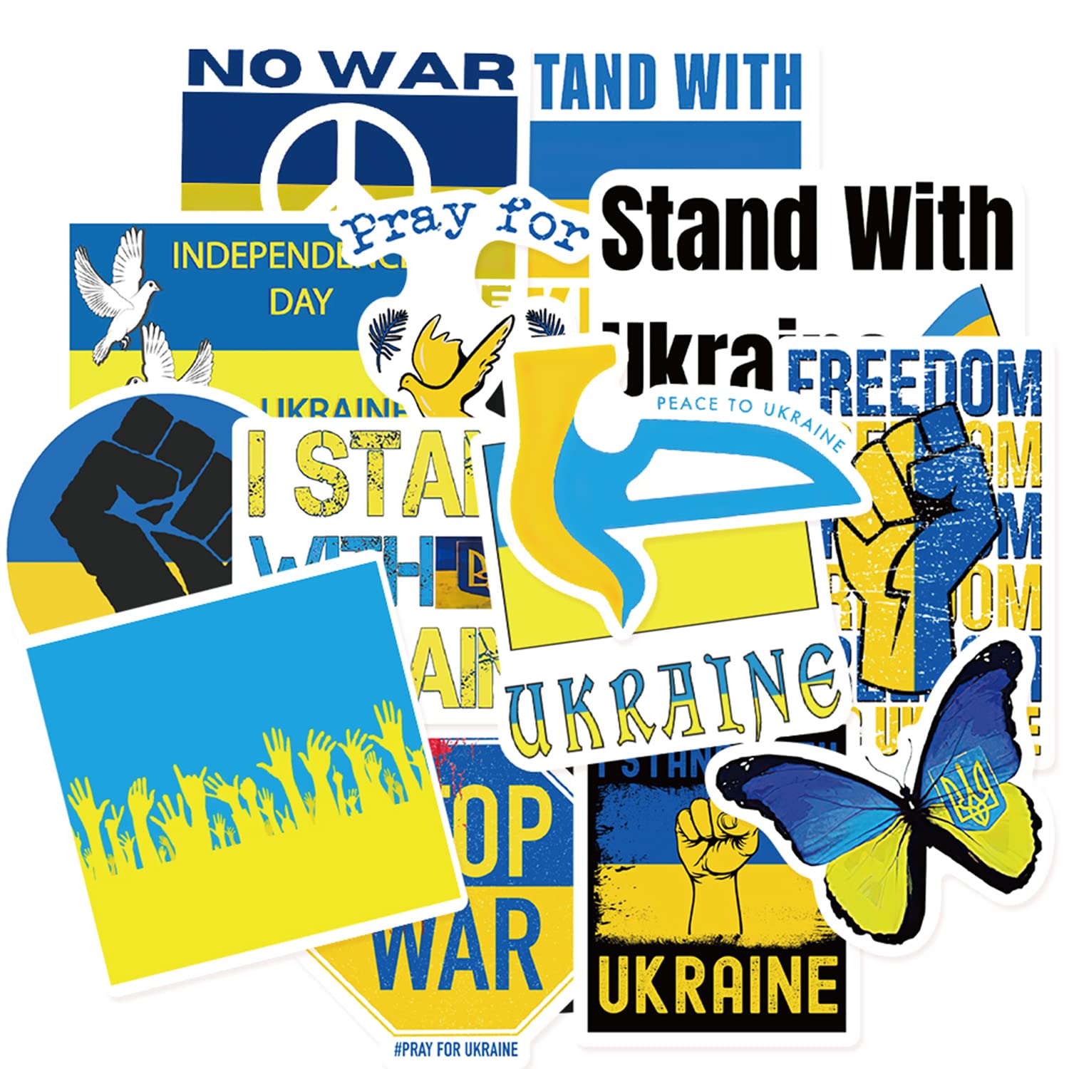 Linda Bandera De Ucrania Paloma De La Paz Pegatinas, image size:1500x1500
