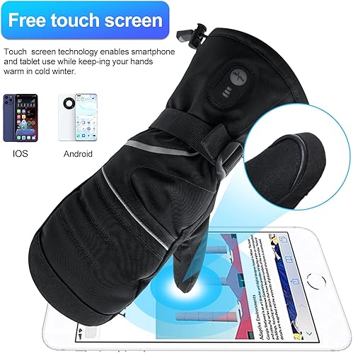 Miniatura 4 de Guantes térmicos para hombres y mujeres, guantes de calefacción eléctricos recargables de 7.4 V, impermeables y resistentes al viento, guantes de