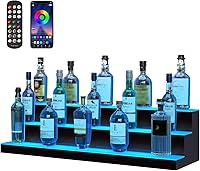 VEVOR 3-Tier 40-Inch LED Liquor Bottle Display Shelf - App/Remote Control, USB Powered, Holds 30 Bottles, Acrylic Bar Light