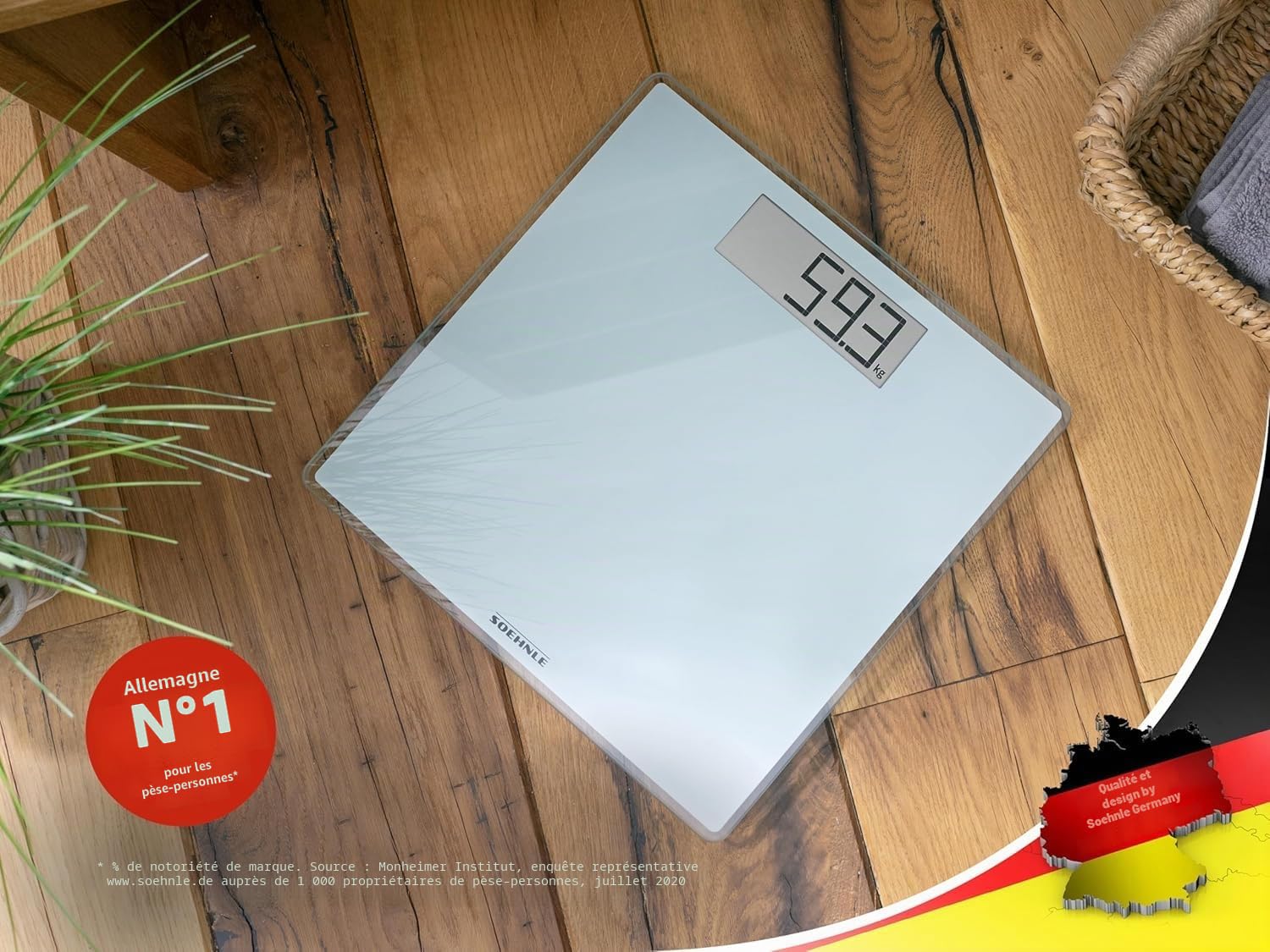 Soehnle Style Sense Comfort 100, Balance pèse personne avec large écran LCD, balance de précision supportant jusqu'à 180 kg, pèse personne durable