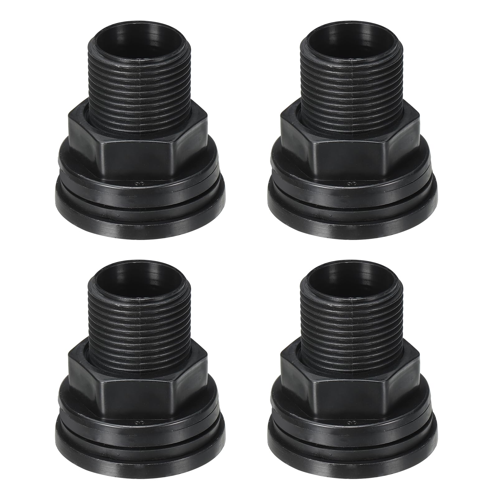 PATIKIL Raccordo a Tappo in PVC con Spina G 3/4, 3pz Raccordo a Doppio Filetto Serbatoio d'Acqua con Guarnizione in PVC per Secchio Pioggia, Lavandini, Acquari, Grigio