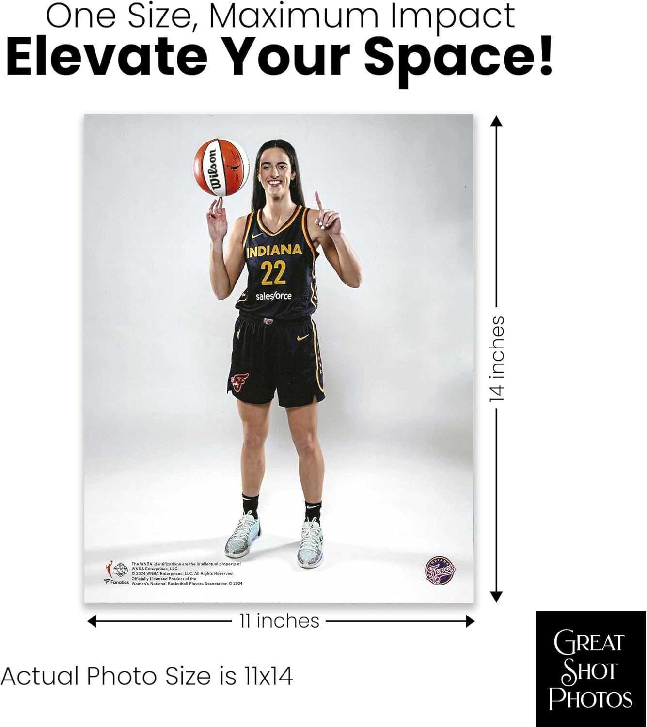 Caitlin Clark 2025 Rookie Portrait – Indiana Fever WNBA Star Memorabilia Photo Poster – Ideal Gift for Fever Fans & Sports Memorabilia Collectors – Wall Art Premium Matte Photo Quality, 11x14 Size