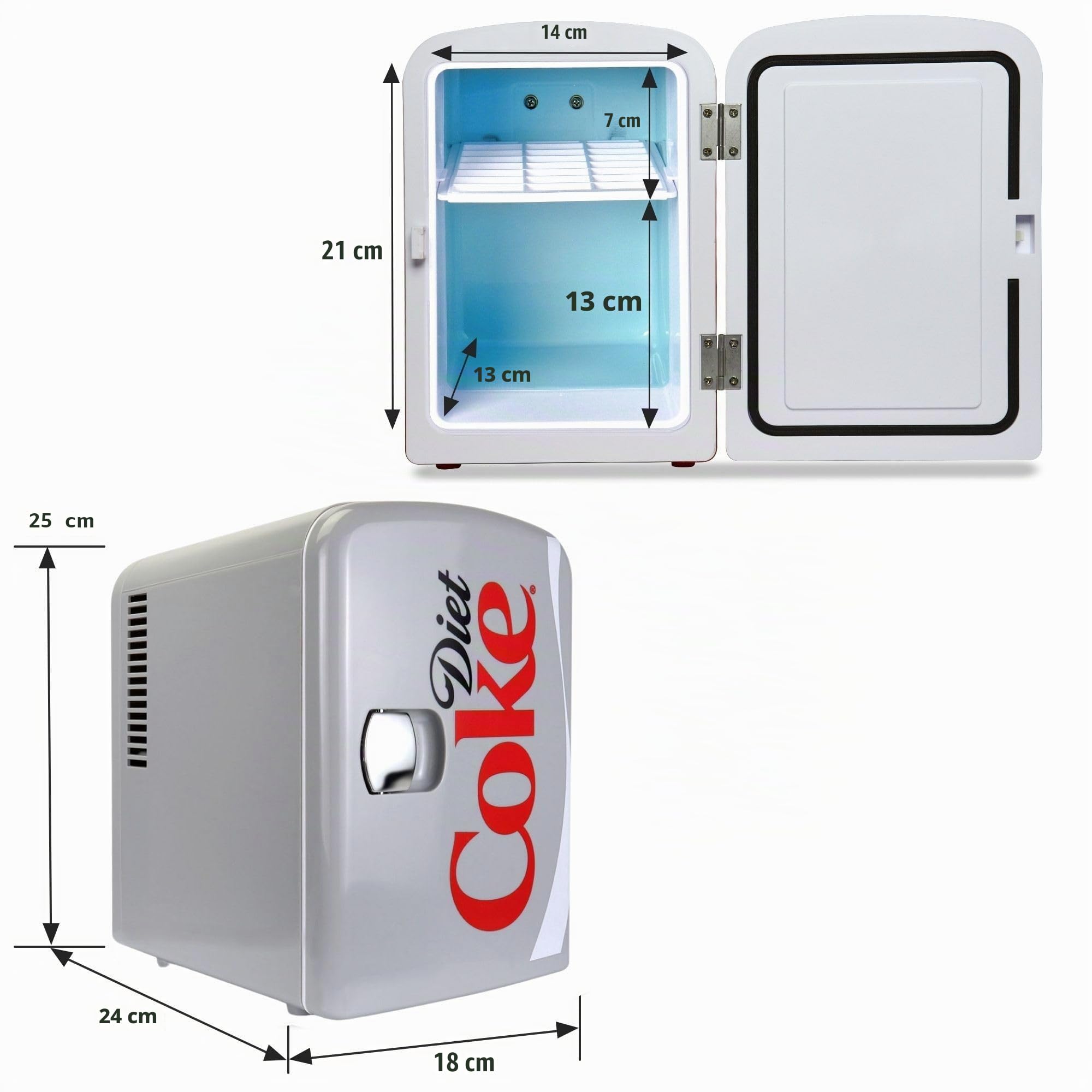 Koolatron Coca Cola Mini nevera de dormitorio 4L / 6 latas de mesa portátil pequeña nevera termoeléctrica (gris)