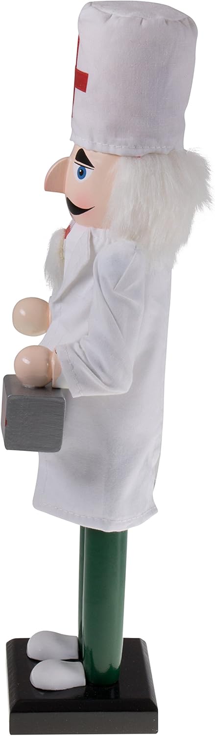 Clever Creations Doctor 15 Inch Traditional Wooden Nutcracker, Festive Christmas Décor for Shelves and Tables