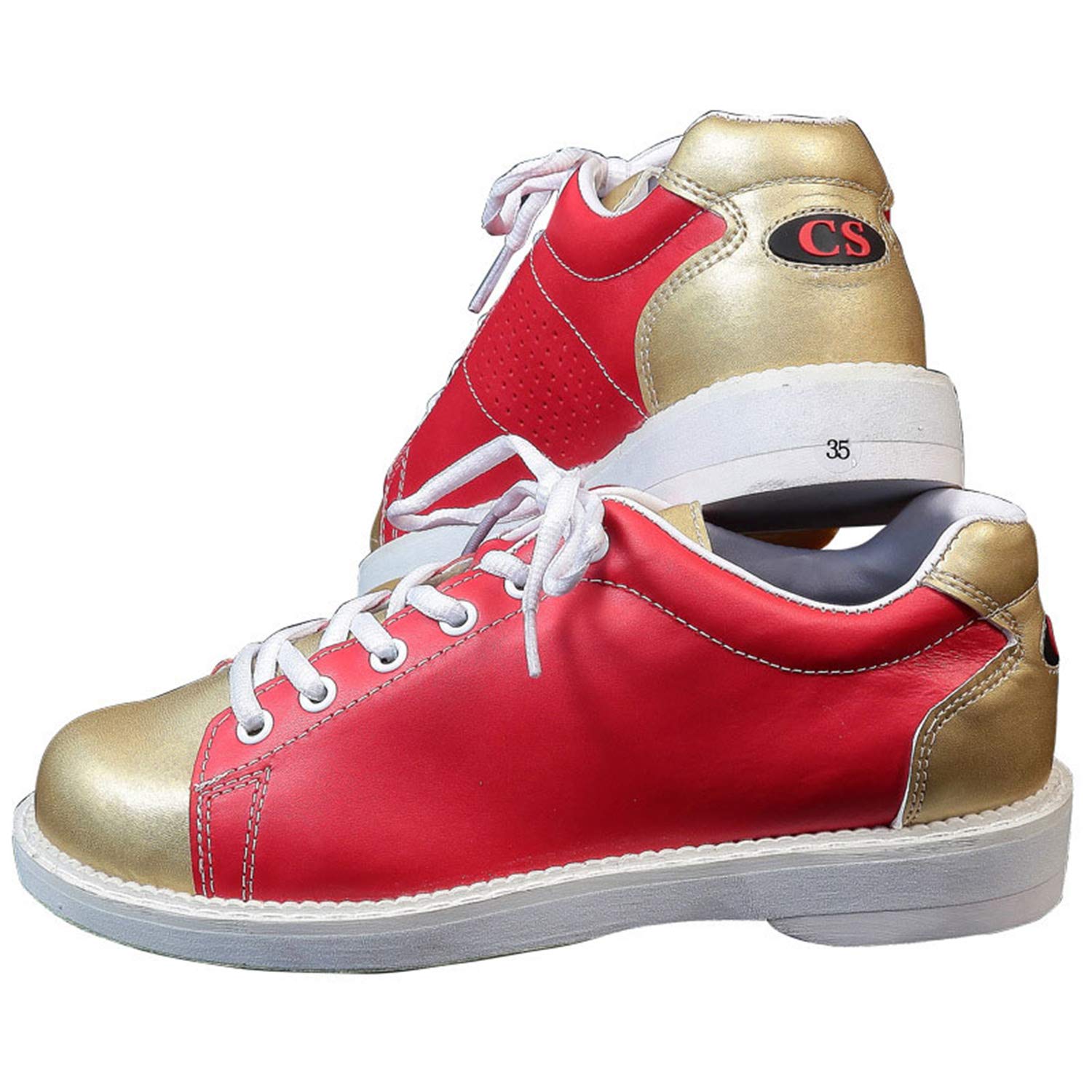 Hommes Femmes Bowling Chaussures, Bowling Léger Entraîneurs À Lacets Antidérapants Bols en Cuir Chaussures Sneaker À Pied Sportif,Rouge,40