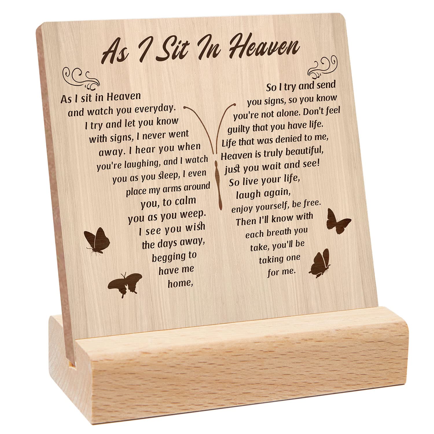 As I Sit In Heaven Sign，Sympathy Memorial Grief Condolences Gifts for Women Friends Classmates Family Coworkers，Bereavement Gift Ideas，Decor for Desk Home Office