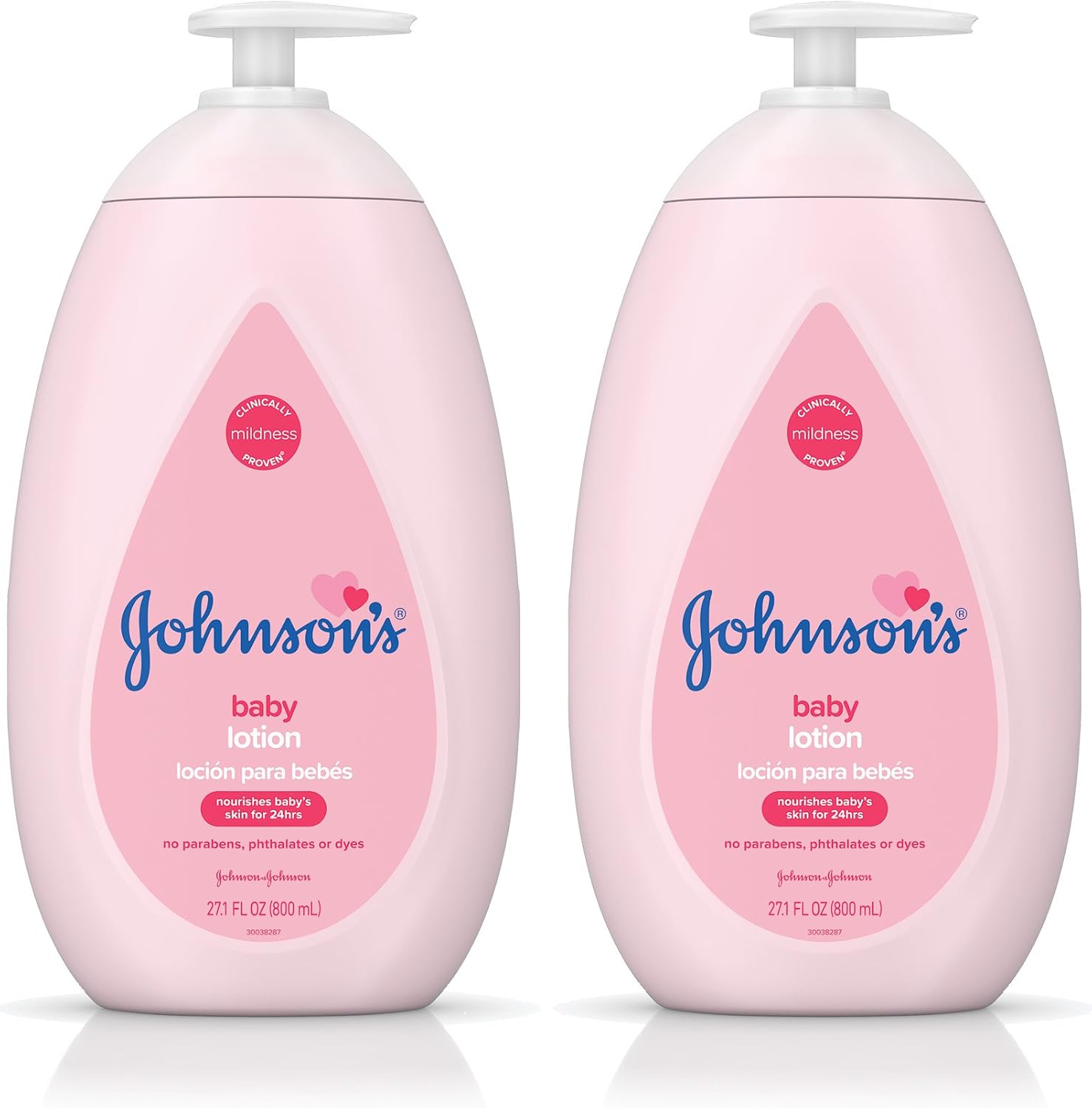 Johnson's Moisturizing Pink Baby Lotion with Coconut Oil, Hypoallergenic, 2 x 27.1 fl. oz