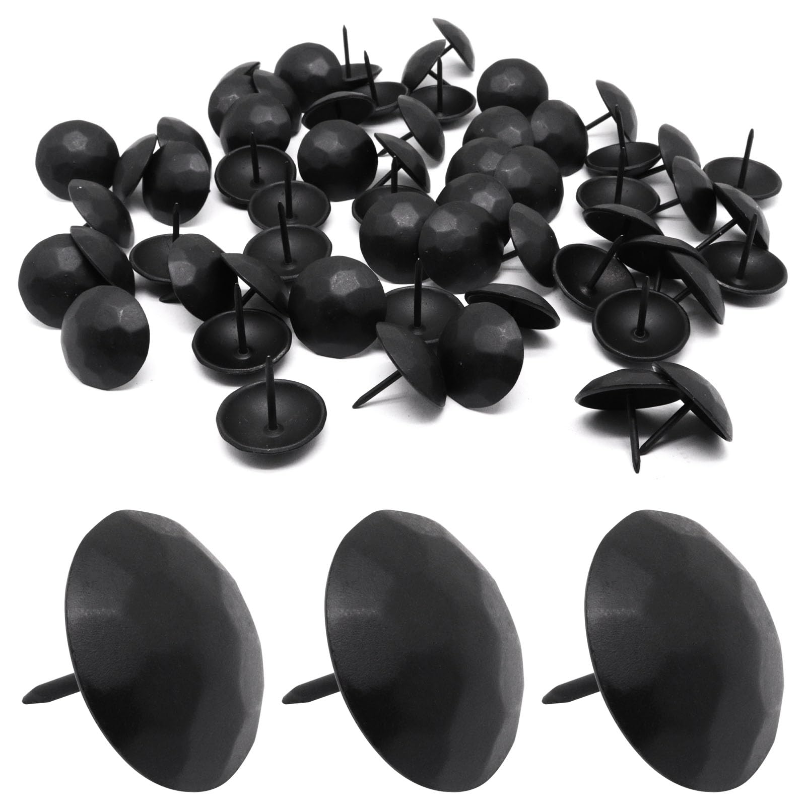 Vintage Upholstery Tacks - 100 Matte Black Decorative Nails -13 Vintage Upholstery Tacks - 100 Matte Black Decorative Nails -13