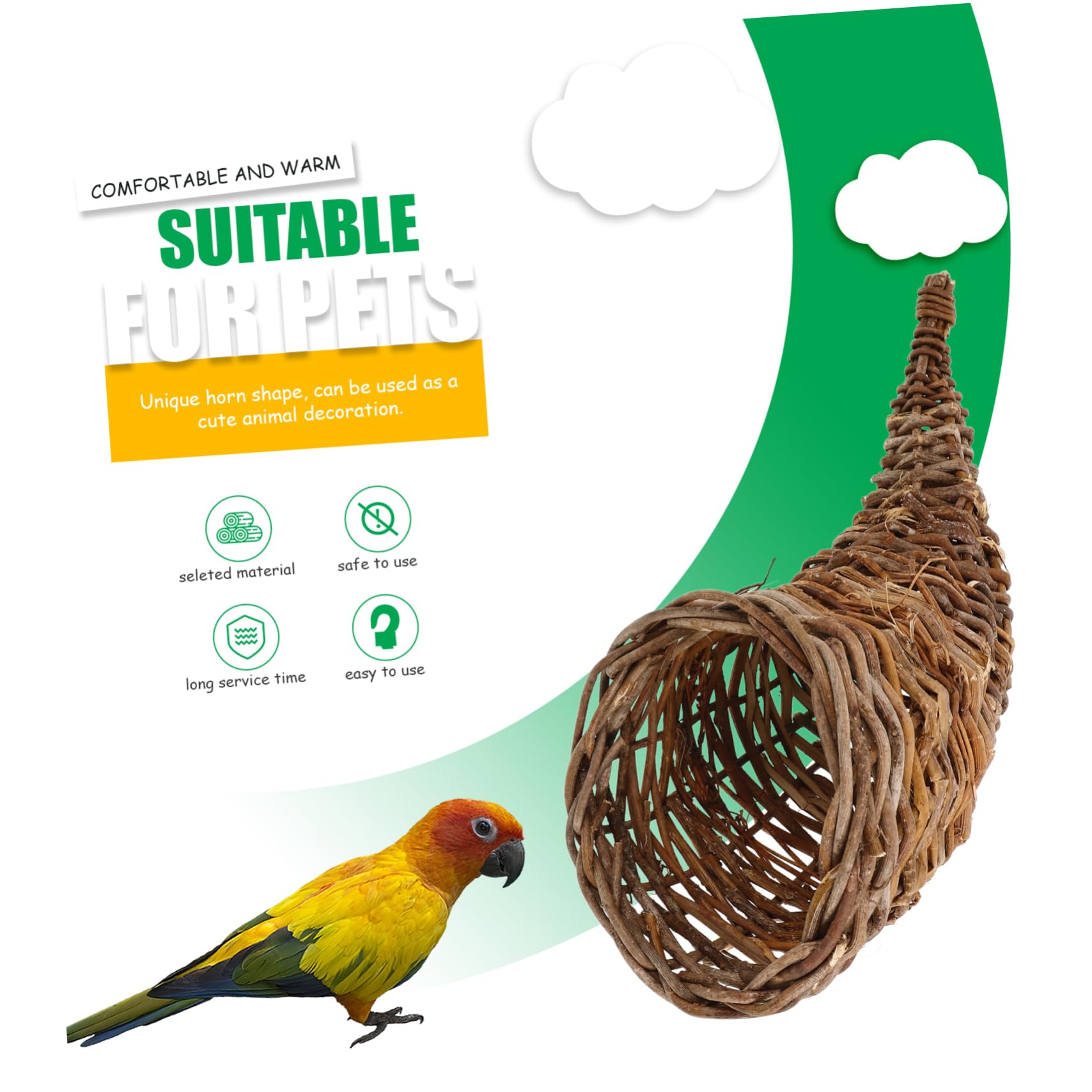 Happyyami 2pcs Horn Basket Ornaments Table Basket Wicker Cornucopia Basket Woven Food Basket Snacks Basket Woven Storage Basket Horn of Plenty Basket Woven Basket Woven Present Basket Rattan