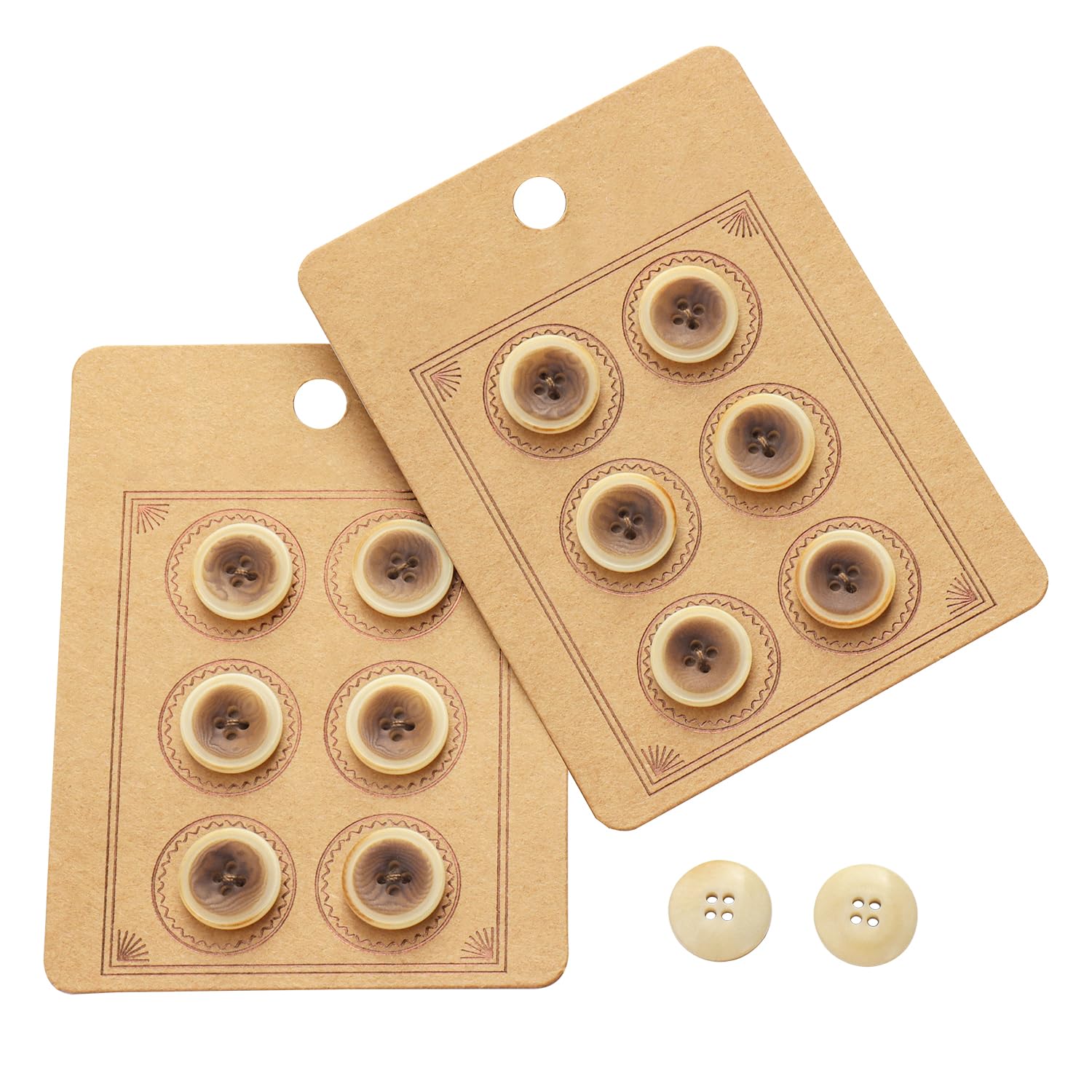 Boutons à 4 trous 15 mm de finition élégante beige marron pour vêtements en laine