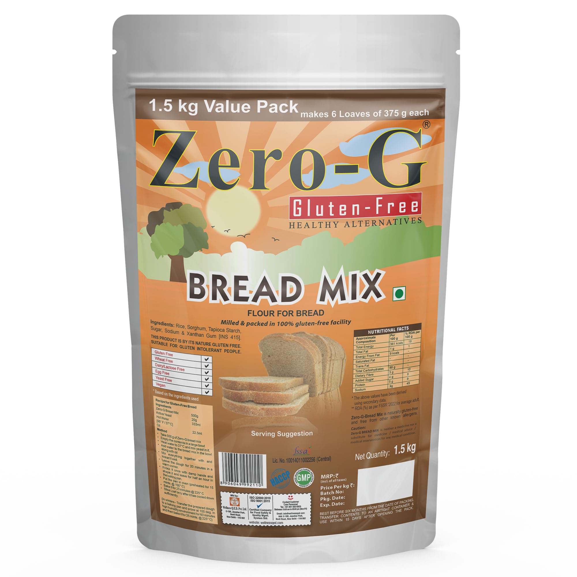 ZERO - G Gluten Free Bread Mix - Value pack (1.5 KG)