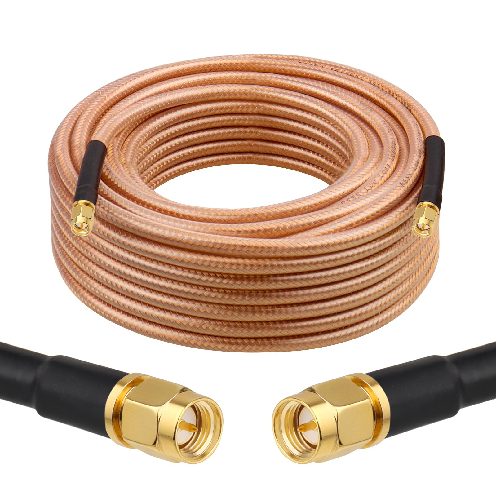 XRDS -RF RG8X SMA-Verlängerungskabel, verlustarmes SMA-Stecker auf SMA-Stecker, Koaxialkabel, hochdichtes geflochtenes Kupfer 50 Ohm Koax für WiFi-Antenne, 4G 5G LTE Gateway, Router, Ham Radio 10 m
