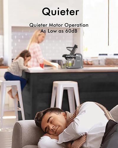 Miniatura 7 de SiFENE Exprimidor de prensa en frío, compacto, silencioso, fácil de limpiar, exprimidor lento con canal de alimentación doble, fabricante de jugo de