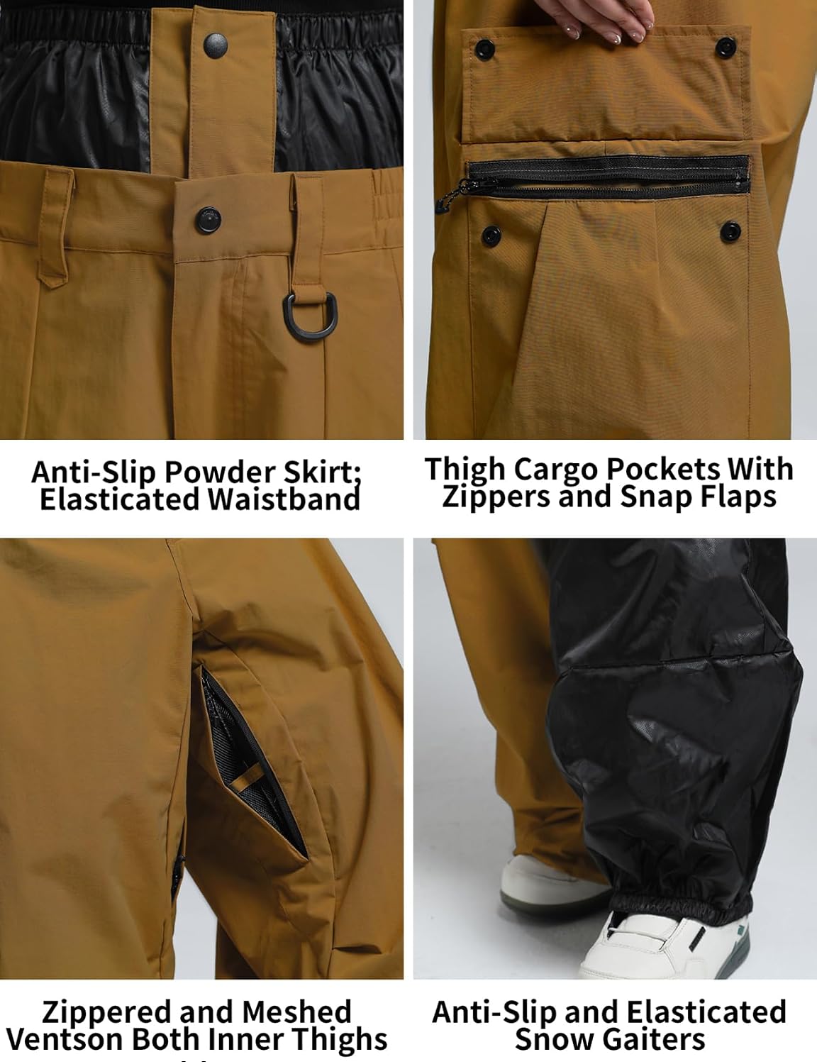 GSOU SNOW Women Men Ski Pants Snowboard Pants Super Baggy Snowboarding Loose Snow Sport Insulation Waterproof Windproof