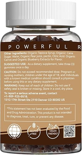 Miniatura 8 de EAZGOO Suplemento de gomitas de hongos, con Ashwagandha, melena de león, hongos Shitake, cola de pavo, chaga y hongo Cordyceps para la salud