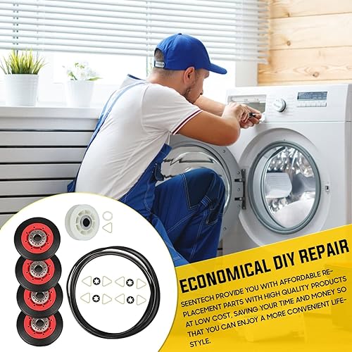 Miniatura 6 de Kit de reparación de secadora 4392067 con rodillo de tambor WPW10314173 y correa 661570V y polea tensora 279640 de Seentech, compatible con secadora