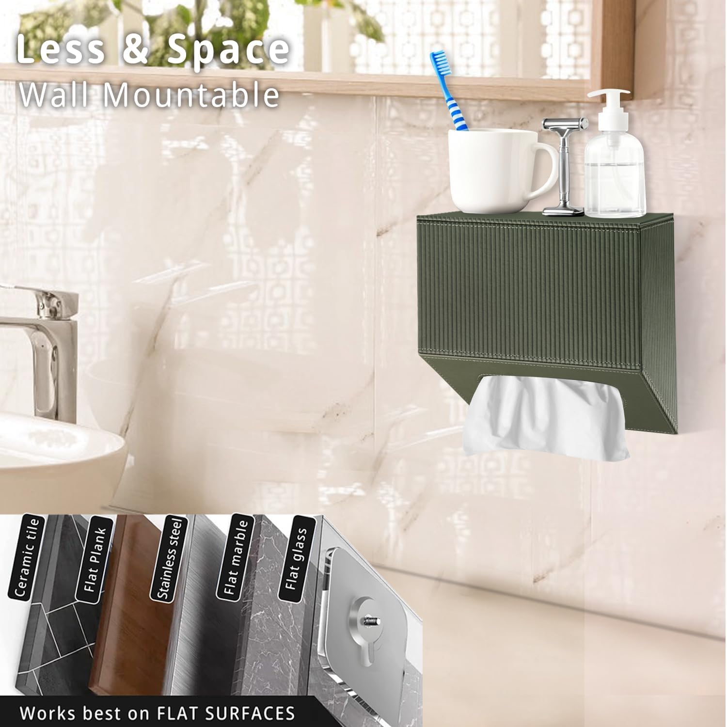 PUSU PU Leather Hand Towel Box Cover-Compatible with Disposable Paper Hand Towels, Wall-Mounted Paper Towel Dispenser Holder, Napkin Organizer for Bathroom, Kitchen, Restroom, Home Decor