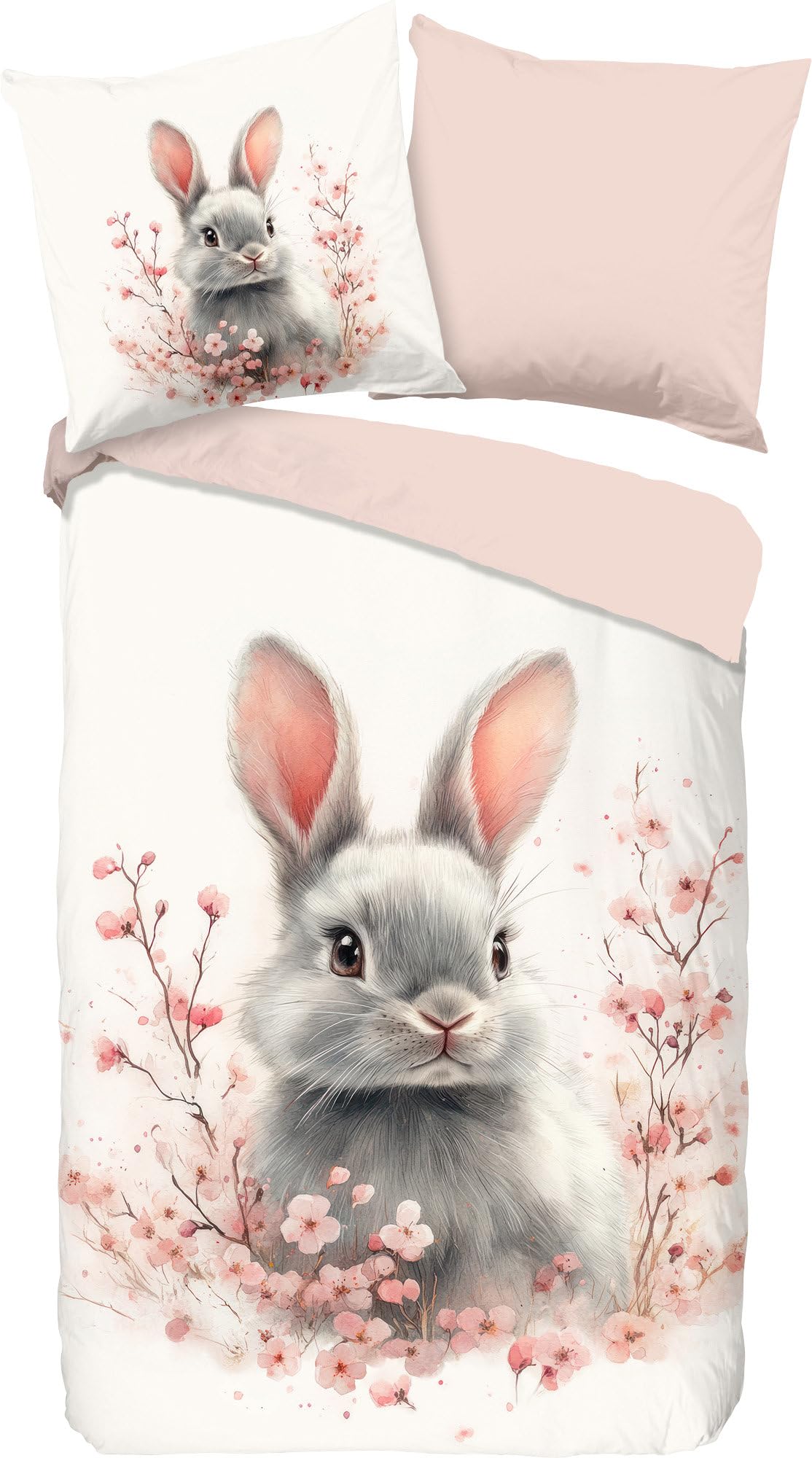 Good Morning Fien Children's Reversible Bed Linen Renforcé Pink Size 1x 135 x 200 cm + 1x 80 x 80 cm