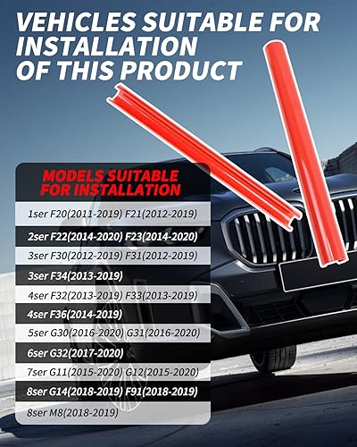 Vista 5 de Tiras de parrilla para BMW F30 F32 F20 F36, insertos de rejilla de riñón para BMW Serie 3 4 (rojo)