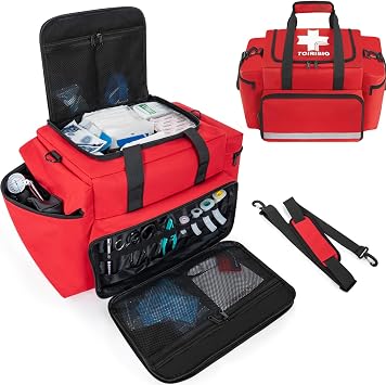 Professional Empty EMT First Responder Bag,20.5" x 13.8" x 12.2" Large Trauma First Aid Carrying Bag for Paramedics and Emergency Supplies Kit,Medical for Business,Home,Outdoor