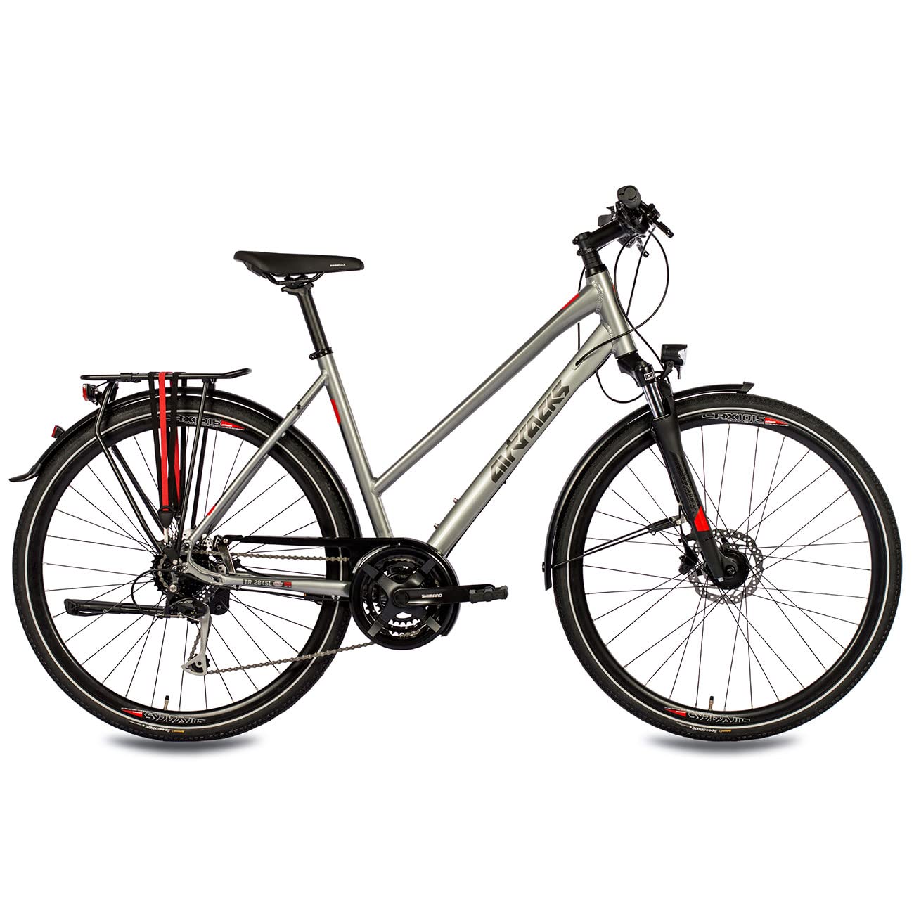 Airtracks Damen Trekking Fahrrad 28 Zoll Trekkingrad TR.2845L Shimano Alivio 24 Gang RD-M3100 SGS - Silber Matt Rahmenhöhen 48cm 52cm - Modelljahr 2026