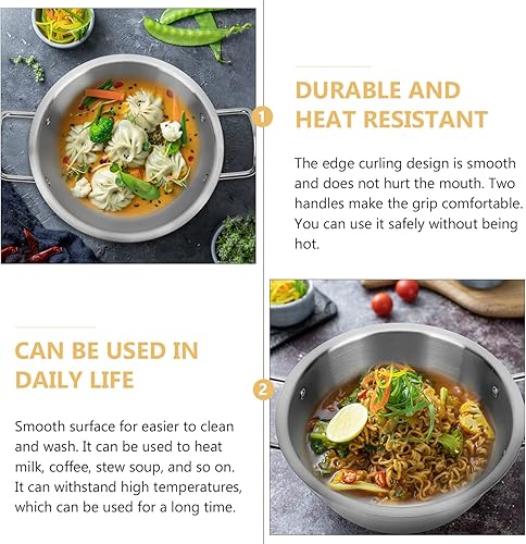 Miniatura 3 de ERINGOGO Olla de fideos ramen coreano, olla de cocina de sopa de acero inoxidable de 6.3 in con tapa, cacerola antiadherente pequeña olla de pasta,