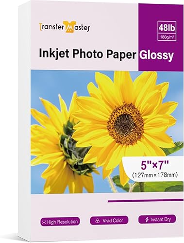 Miniatura 1 de Papel fotográfico brillante de inyección de tinta brillante, 5 x 7 pulgadas, 48 libras, papel fotográfico brillante profesional para tarjetas de