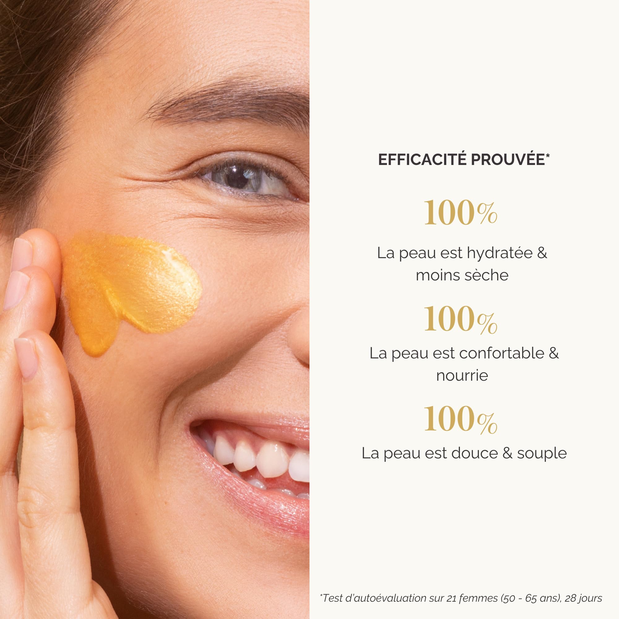 Qiriness - Masque Anti-âge Wrap Temps Sublime - Vitamine C Acide Hyaluronique Rétinol Peptides Rose Bulgare Ginseng - Pour le Visage et le Cou - Peaux Sensibles - Doré Or - 50 ml