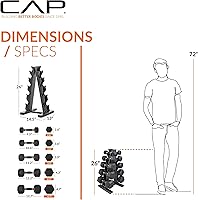 Vista 5 de CAP Barbell Juego de Mancuernas Hexagonales Recubiertas de 150 libras con Mango de Cobre y Soporte Vertical