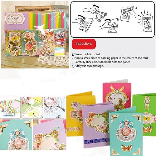 Miniatura 7 de Gigicloud Kit de tarjetas de papel, kit de tarjetas de felicitación hechas a mano, juego de materiales para hacer tarjetas, juego de tarjetas