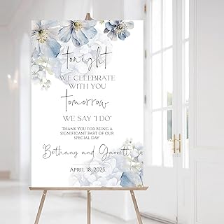 Blue The Night Before Sign For Rehearsal Dinner, Welcome To The Night Before Wedding Sign, Rehearsal Dinner Signs For Easel, Rehearsal Dinner Welcome Sign