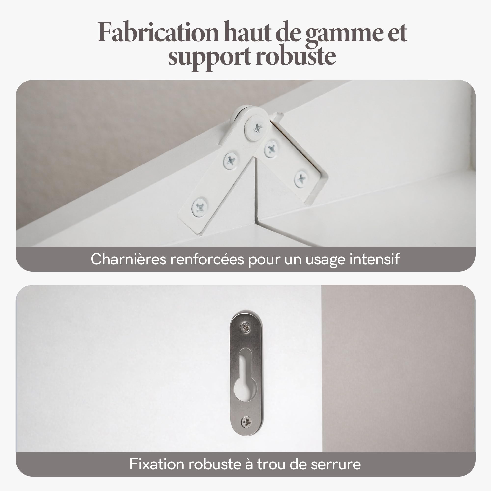 SUMGAR Table de Chevet Suspendue Blanche Pliable Bois Pin Étagère Murale
