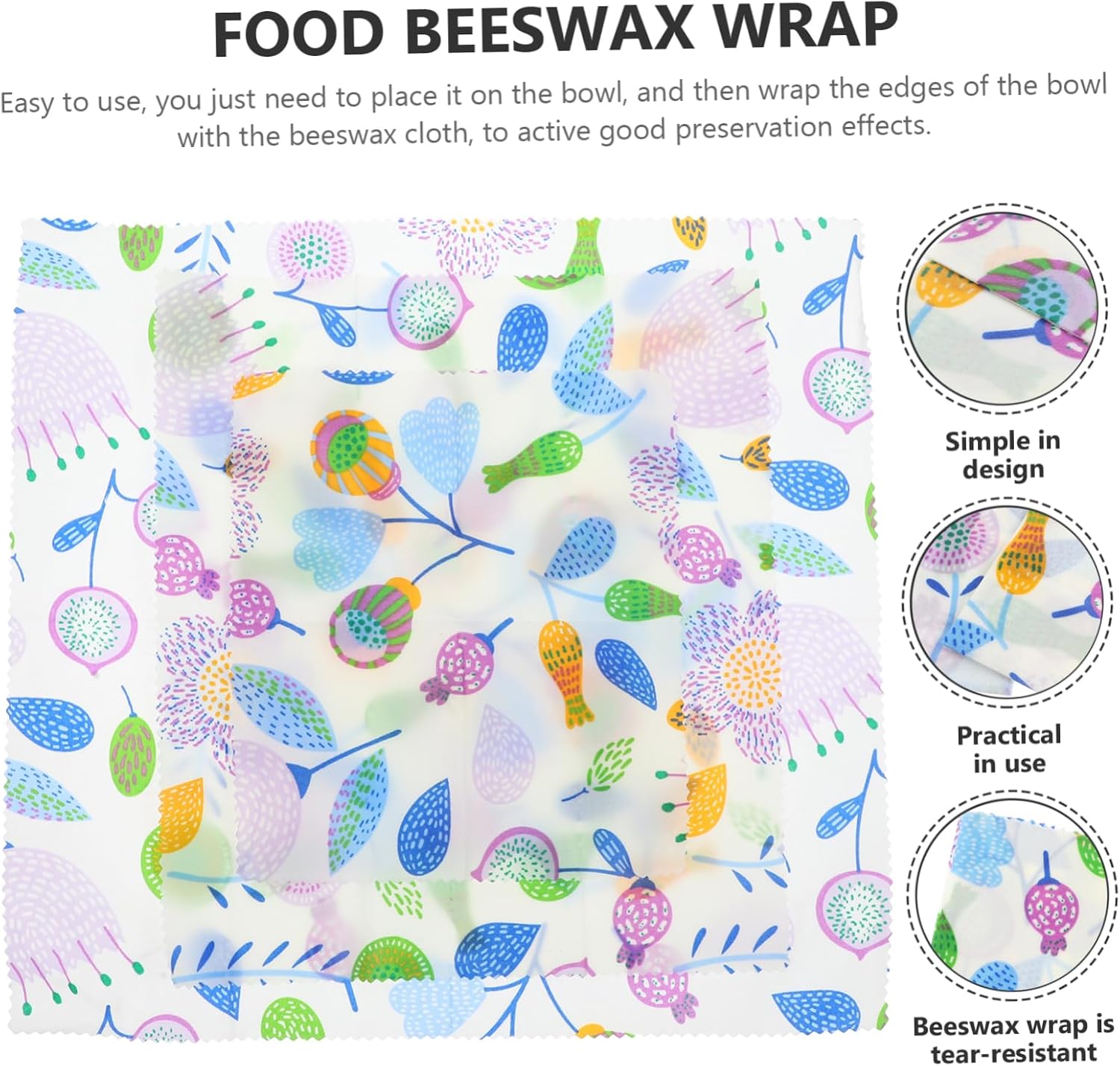 3pcs Elegant Beeswax Wraps Set Reusable Food Covers for Sandwiches Snacks and Picnics image 5