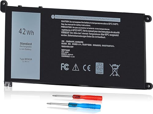 Batería WDXOR de 42 Wh de 11.4 V para Dell Inspiron 13 7375 7368 7378 5378 5379 P69G 15 7579 7560 7570 7569 7573 5570 5567 55670 65 55 68 5578 5579