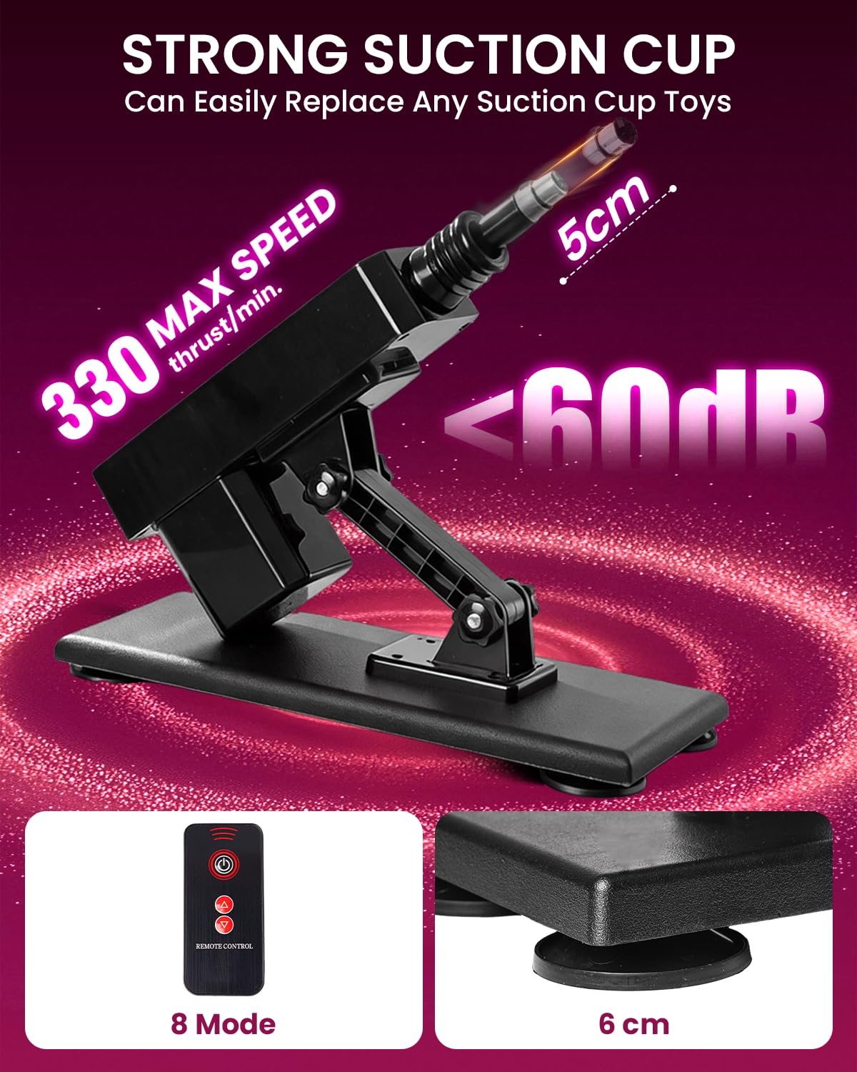 Máquina Sexual Automática con 7 Accesorios y Control Remoto | Sex Machine de Empuje con Conector 3XLR | Ángulo Ajustable y 330 RPM | Máquina de Sexo para Hombres, Mujeres | Masaje de Punto G y Anal