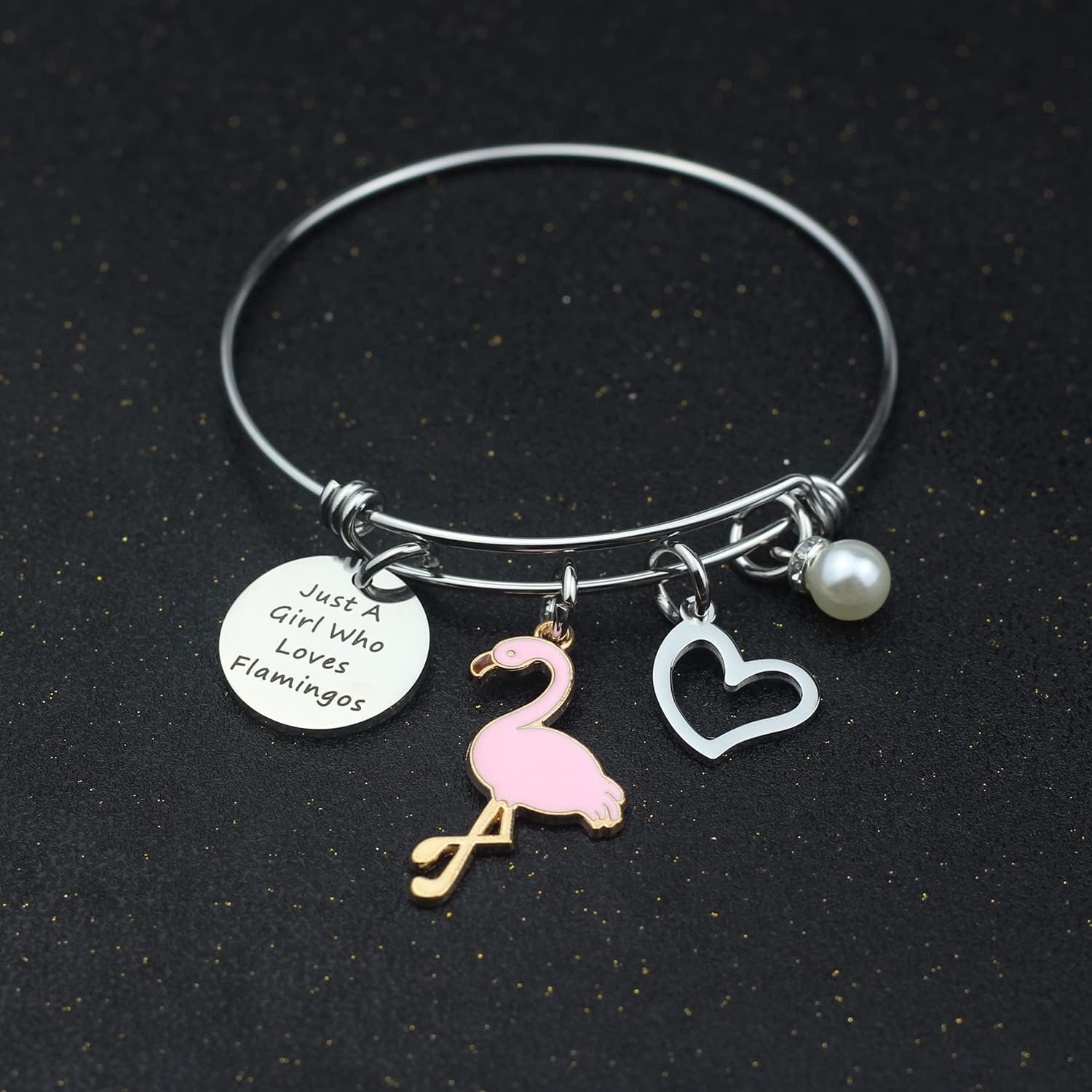 Keeblon Motivational Flamingo Gift for Women Just A Who Loves Flamingos Bracelet Flamingo Lovers Jewelry Family BFF Gift - Image 3