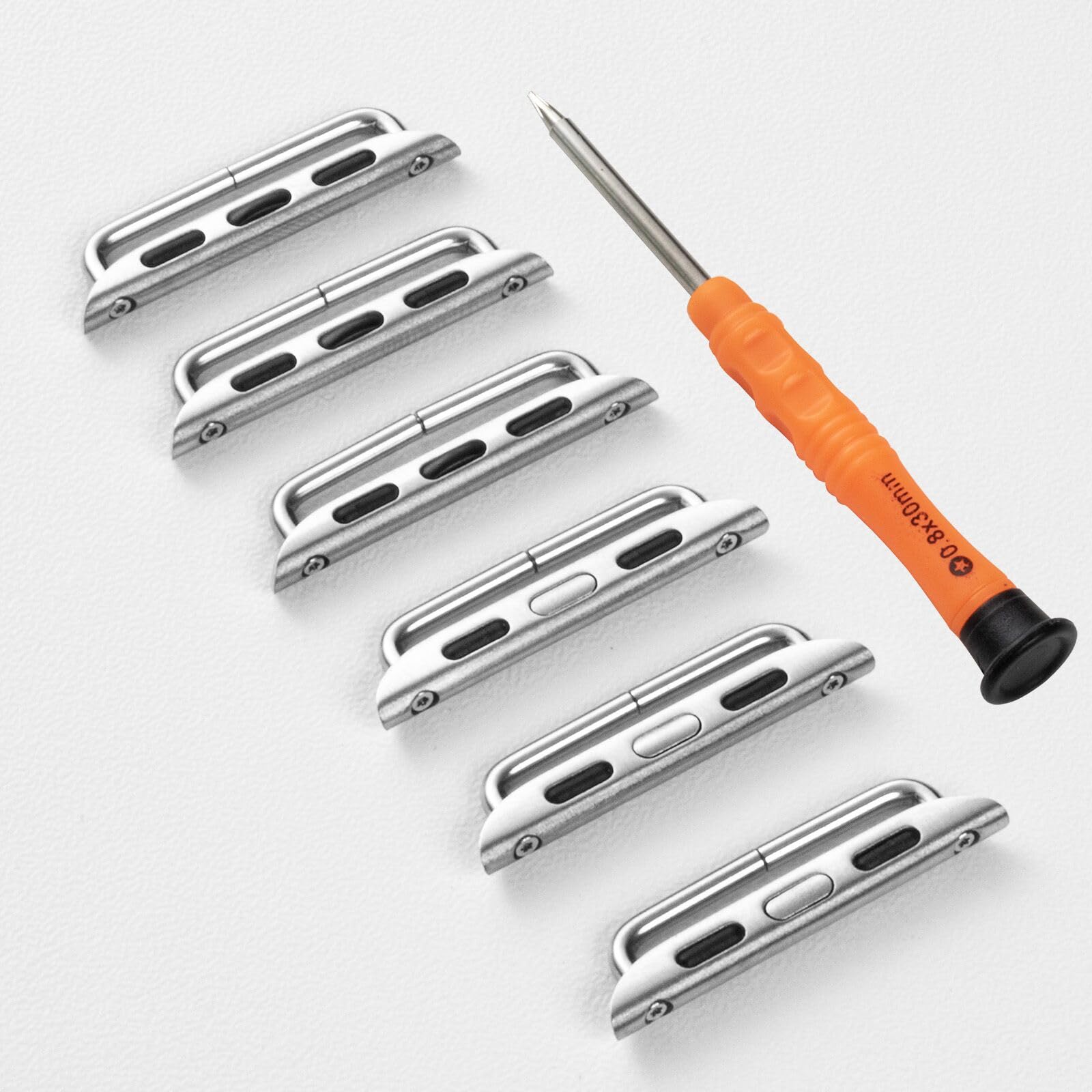 DIAO79NI 3 Pairs Watch Band Connector Kit Watch Strap with Replacement Tool Compatible with Watch Adapter 42mm 44mm 45mm 49mm (Sliver)