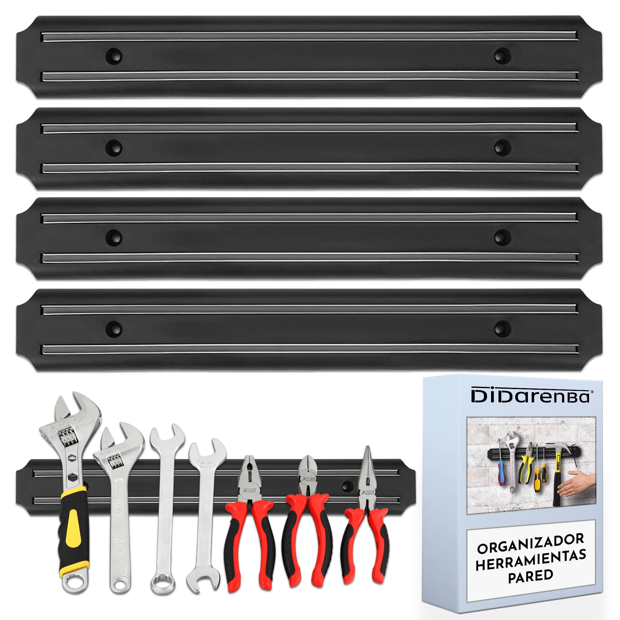 Organizador herramientas pared magnetico 4 uds 33 cm x 5 cm iman