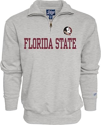 Blue 84 Mens Florida State Seminoles Quarter Zip Sweatshirt Grey, Grey, Large